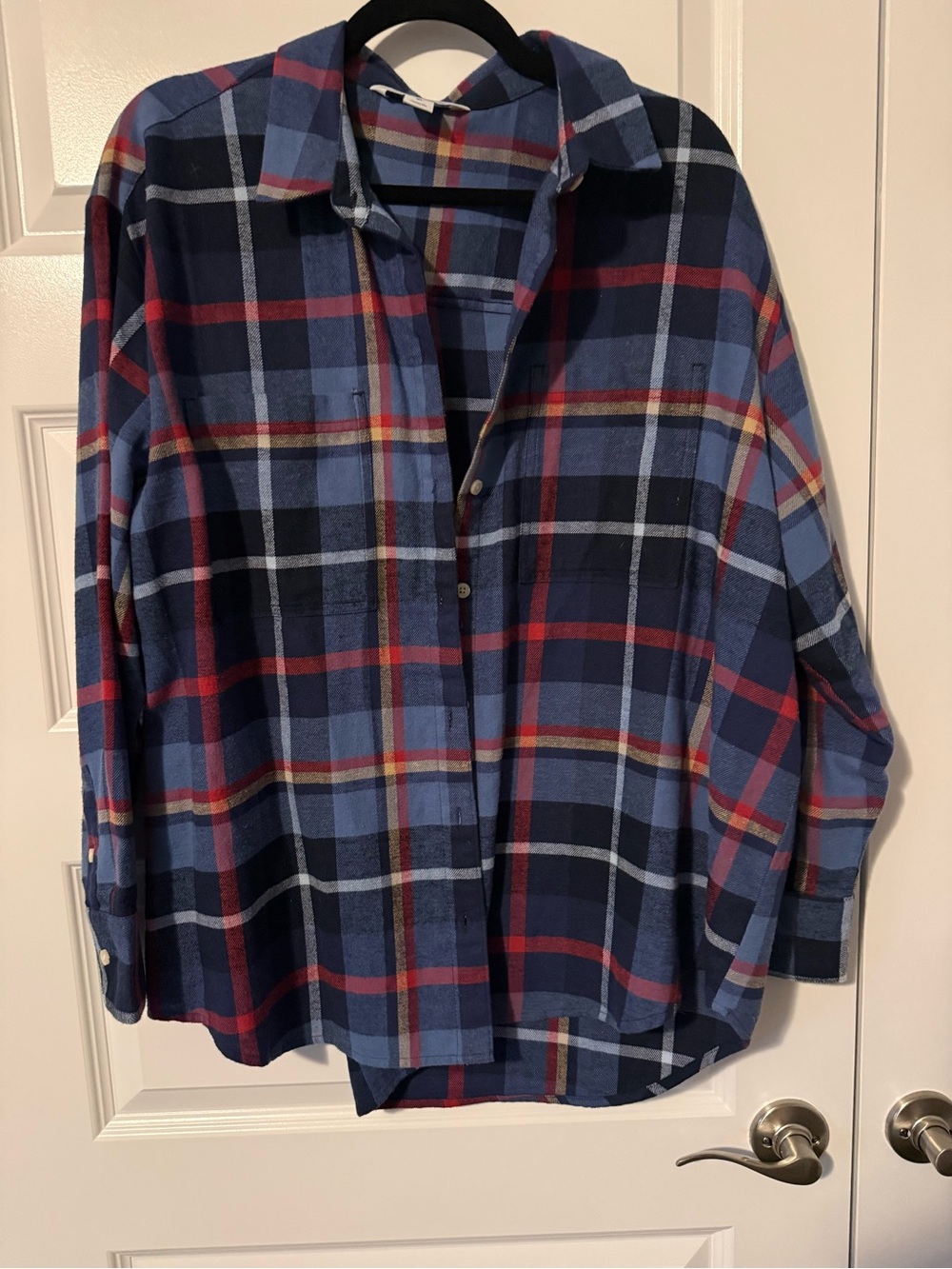 Old Navy Navy and Blue Plaid Button-Down Shirt